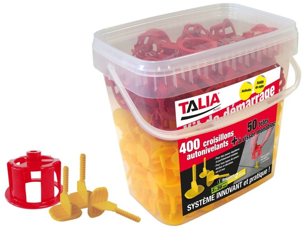 Self-leveling spacer starter kit + red screw-on heads